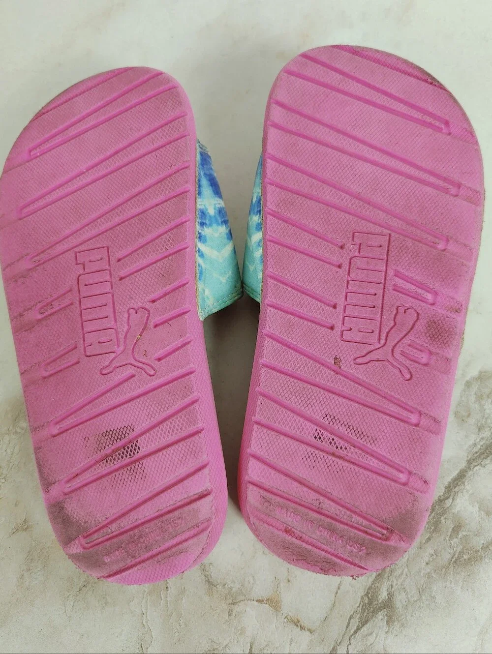 Puma Kids' Cool Cat Rainbow Tie-Dye Slides Sandals, Sz 2
